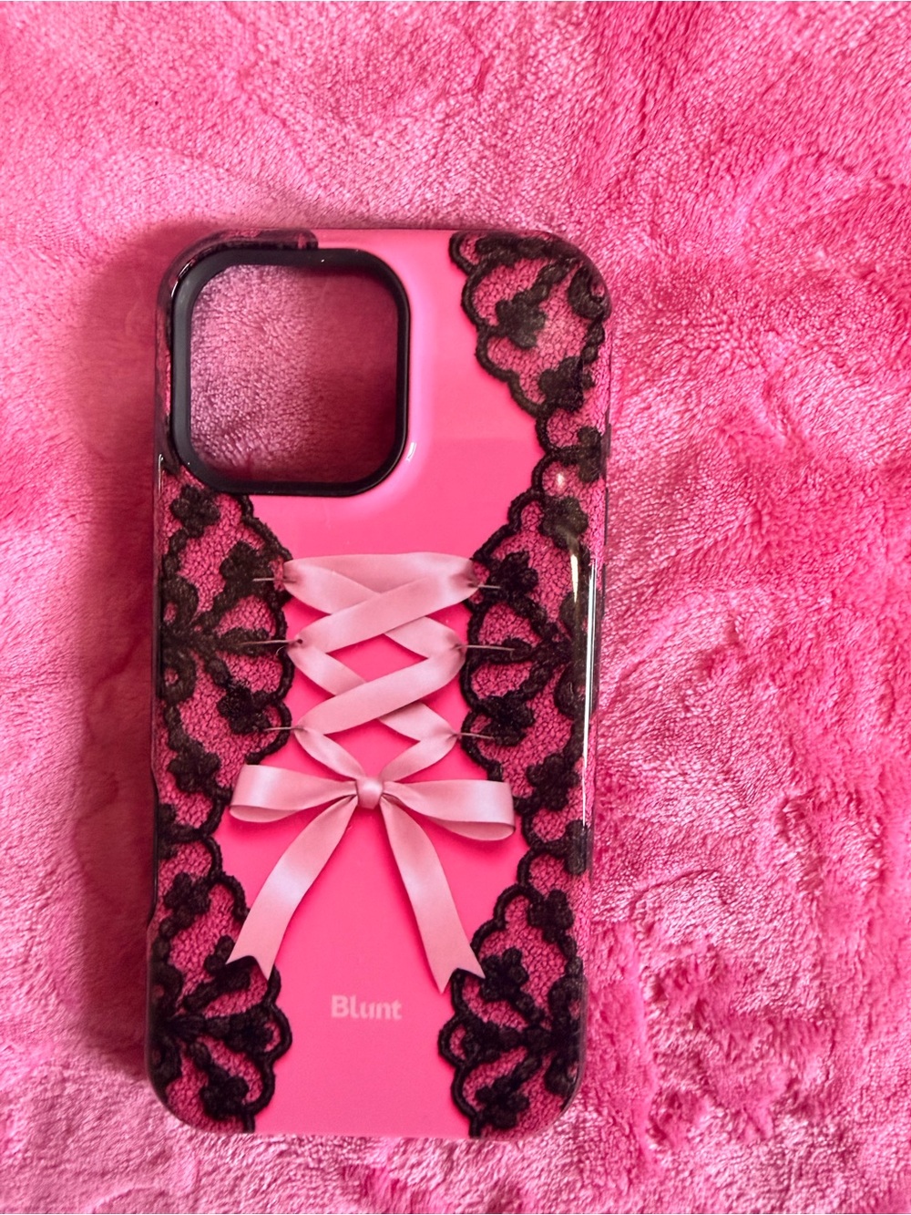 Pink Lace Ribbon Phone Case - Pink